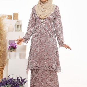Baju Kurung Layla Lace – Pink