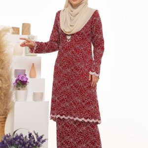 Baju Kurung Layla Lace – Maroon
